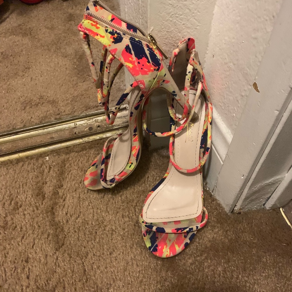 Nude/neon color heels